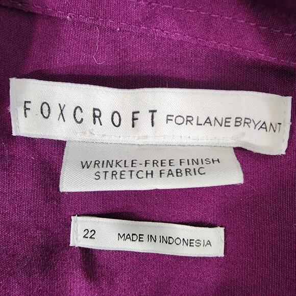 Foxcroft Lane Bryant Shirt Women Size 22 Wrinkle Free Stretch Button Long Sleeve - Picture 7 of 9